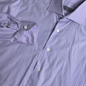 Canali Shirt Men 15 1/2 M 1934 Button Up Dress Collared Pink Striped Italian